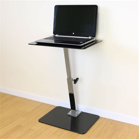 Black Glass Adjustable Laptop Notebook Table Stand Bed Sofa Office