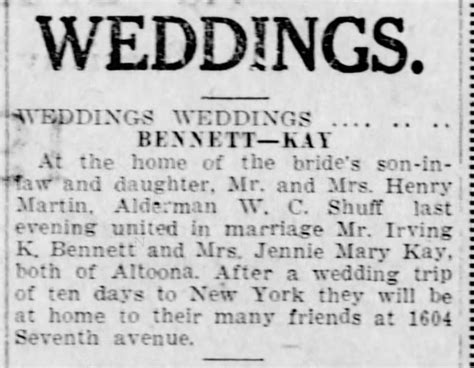 Jennie Kay Irving K Bennett Wedding May 1922 ™