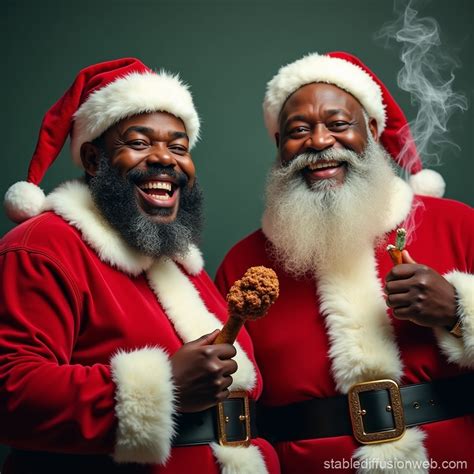 Black Santa Duo With Chicken And Blunt Stable Diffusion Online