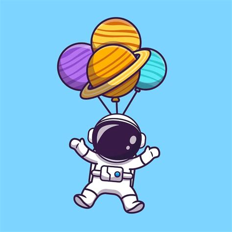 Lindo astronauta flotando con globo de planeta en la ilustración de