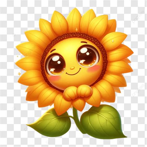 3d Yellow Cute Cartoon Sunflowers On Transparent Background Yellow