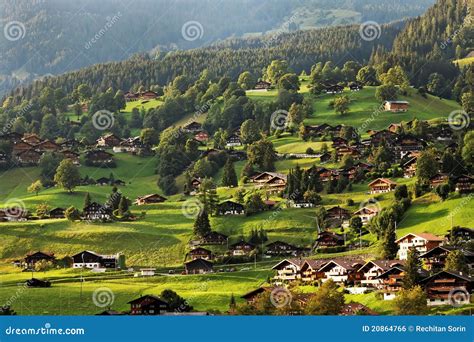 Grindelwald Village, Mountain And House In Switzerland Stock Image ...