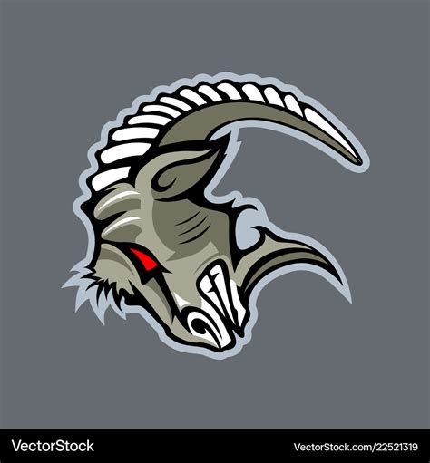 Angry Goat Head Cartoon Style Royalty Free Vector Image