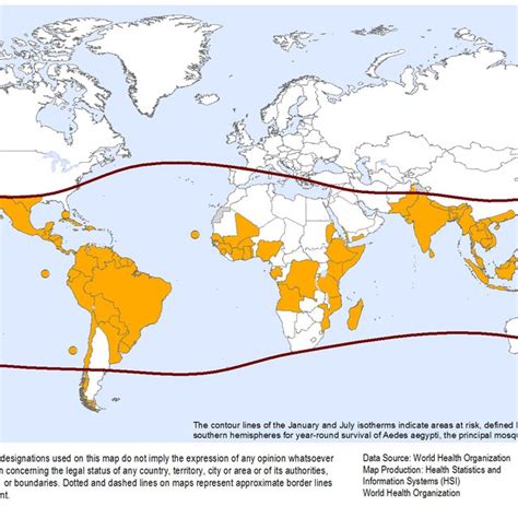 Dengue Countries Or Areas At Risk Of A Dengue Epidemic Based On The