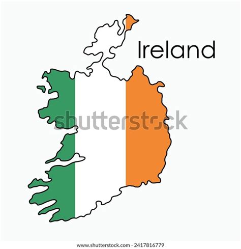 Outline Drawing Ireland Flag Map Vector Stock Vector (Royalty Free ...