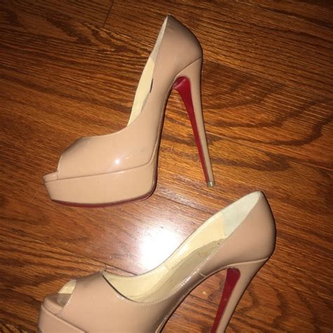 Christian Louboutin Shoes Christian Louboutin Lady Peep Patent Nude Poshmark
