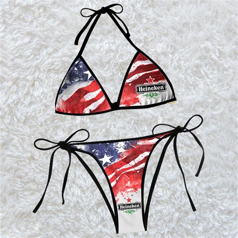 Heineken Blur American Flag Triangle Beach Bikini Tw Hearthtops Store