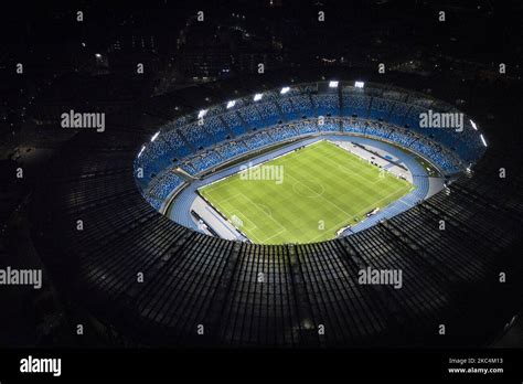 The San Paolo Stadium In Naples Is Illuminated For Maradona As A