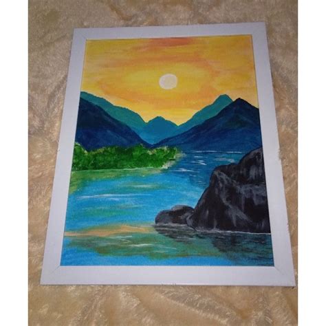 jual lukisan pemandangan gunung senja shopee indonesia