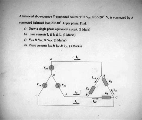 Solved A Balanced Abc Sequence Y Connected Source With Van V Is