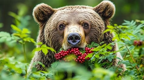 bear eating berries image bear berries forest