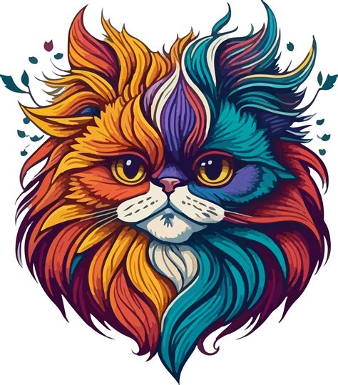 Colorful Cat Face Logo Mascot AI Generative 29129918 PNG