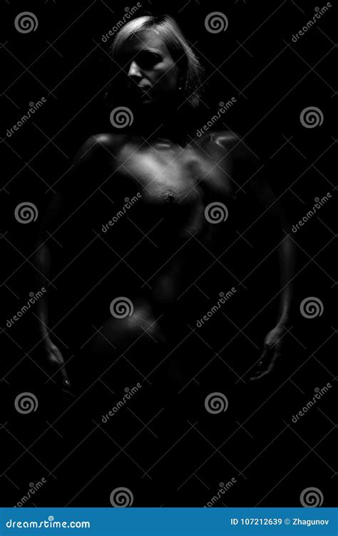 Nude Woman On Black Background Stock Image Image Of Boobs Curvy