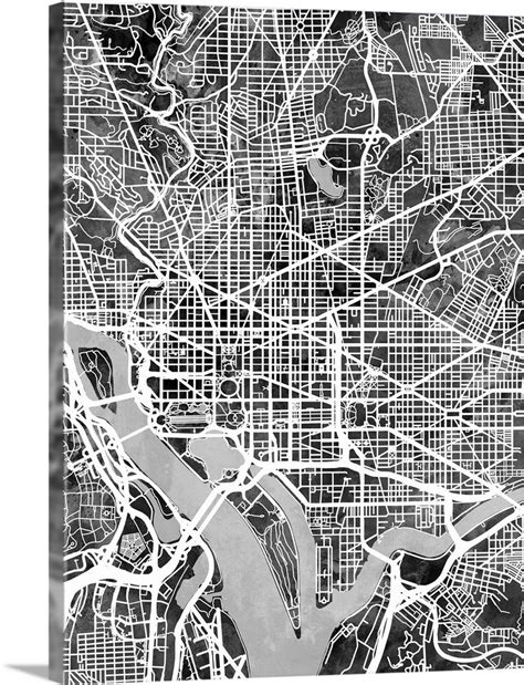 Washington Dc Street Map Black And White Wall Art Canvas Prints Framed Prints Wall Peels