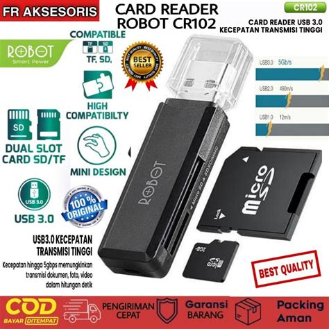 jual card reader robot cr usb  tf sd   slot card reader