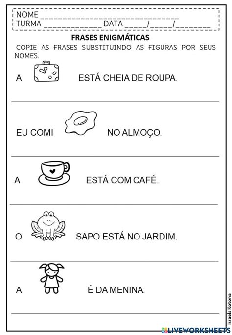 Escrita de frases interactive worksheet | Atividades de alfabetização ...