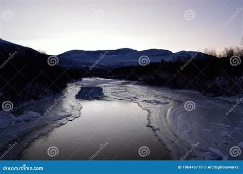 Beautiful Icy River Stream In Wintertime Stock Image Image Of Cold