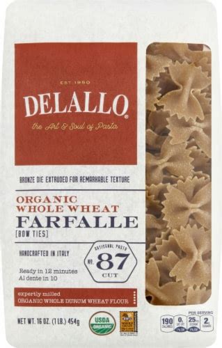 Delallo Pasta Whole Wheat Farfalle 8 Pk 16 Oz Harris Teeter