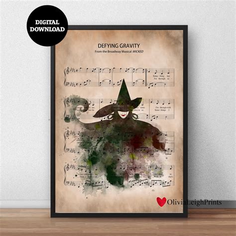 Wicked the Musical Defying Gravity Music Sheet Print-wall Art-gift ...