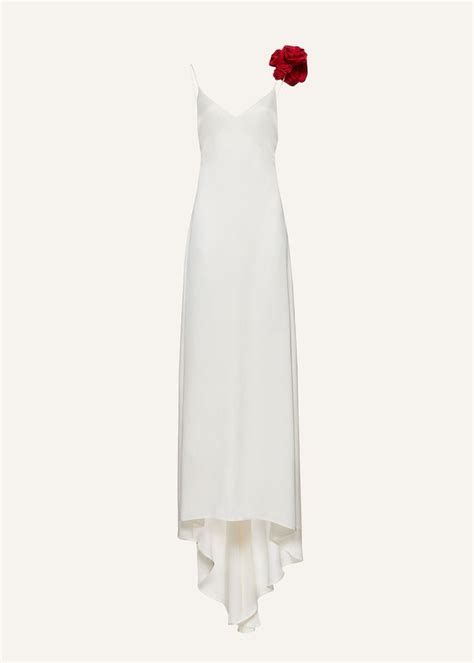 Rosette Embellished Slip Gown In Cream Magda Butrym In Red