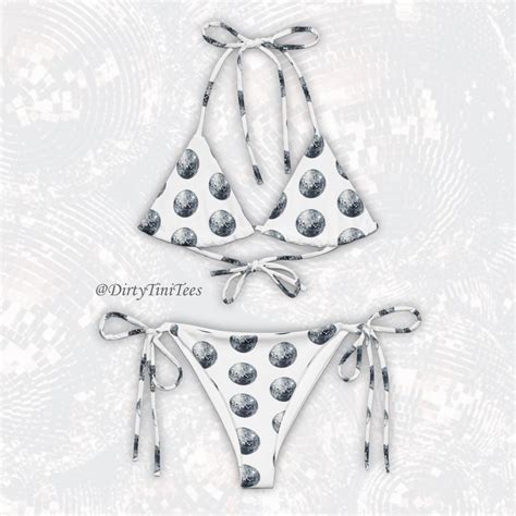 Disco Balls String Bikini Kiwi Summer Cocktail Beach Wear Vacation Bachelorette Party Halloween