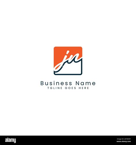 J N Jn Initial Letter Handwritten And Signature Vector Image Template In Square Shape Logo Stock