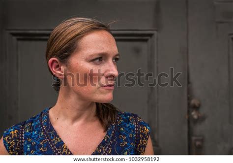 Brunette Middle Aged Woman Looks Side Stock Photo 1032958192 Shutterstock