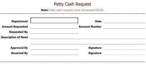 Petty Cash Request Form | Petty Cash Request Slip | Printable ...