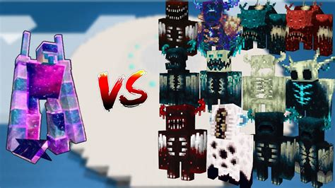 Galaxy Iron Golem Vs All Warden Battle In Minecraft All Warden Vs Galaxy Iron Golemmob Battle