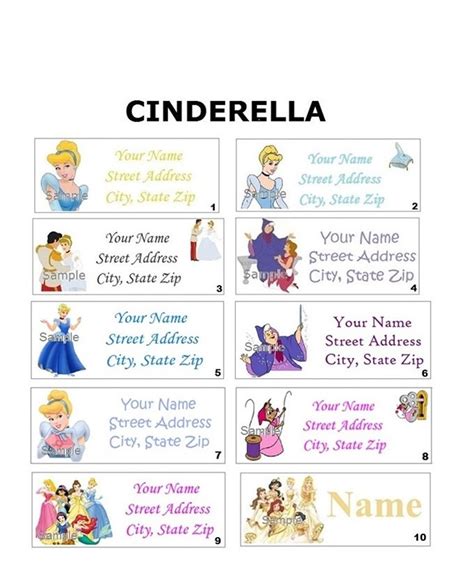 CUTE Disney Princess Cinderella Address Party & Name Sticker | Etsy