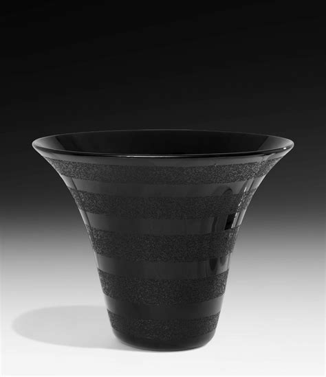 Daum Nancy Large Signed Black Etched Art Glass Art Deco Vase Auction