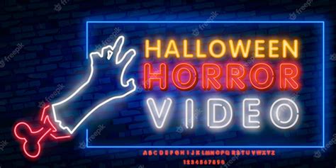 Premium Vector Horror Movie Neon Sign Bright Signboard Light Banner