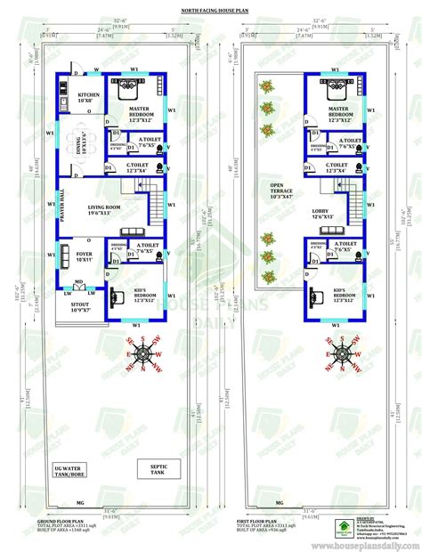 4BHK North Facing Duplex House Plan with Vastu | Two Floor Layout