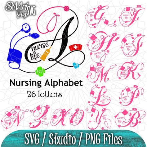 Nursing Alphabet Nurse Svg Stethoscope SVG Letters Svg Etsy