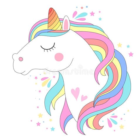 Ilustración Vectorial De Cabeza De Unicornio Blanco Ilustración Del