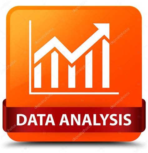 Análisis de datos icono de estadísticas botón cuadrado naranja cinta