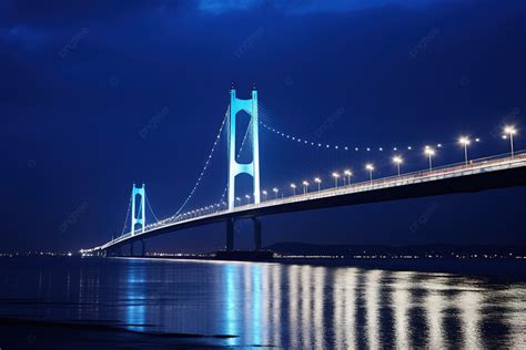 The Beautiful Bridge Leading To China Is Shown At Night Background, Street Light, Architecture ...