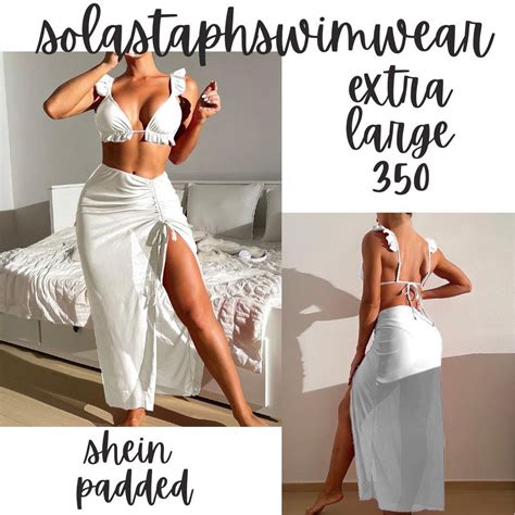 Shein 3 In 1 Long Skirt Bikini White Plus Size XL Women S Fashion Swimwear Bikinis