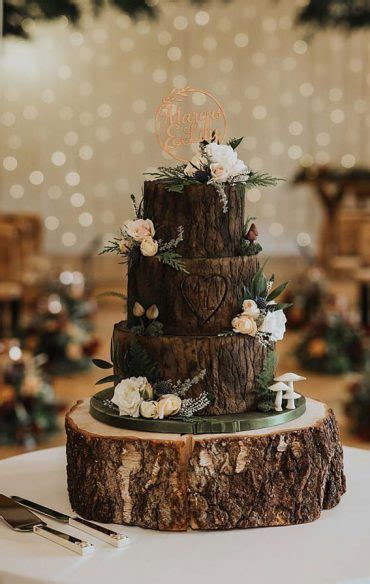 Woodland Inspired Wedding Cake Ideas Tree Stump Effect Tiers