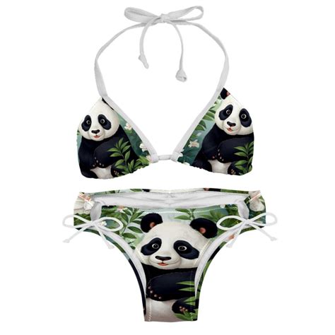 Panda Detachable Sponge Adjustable Strap Bikini Set Two Pack Swim