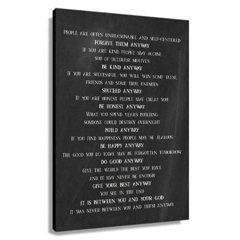 Do It Anyway Poem Wall Art Mother Theresa Quotes Poster For Bedroom