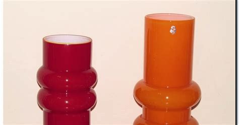 Eureka Premium 2 Vintage Orange Alsterfors Cased Glass Vases Holmegaard Era And A Cherry Red