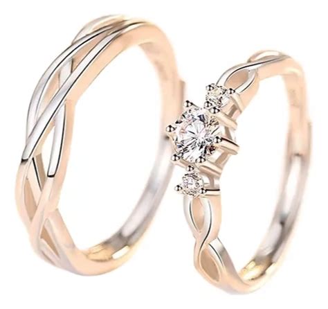 Par Anillos Promesa Plata 925 Amor Parejas Novios Amantes Envío gratis