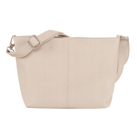 Vera Pelle BEŻOWA NUDE TOREBKA LISTONOSZKA SKÓRA DOLARO