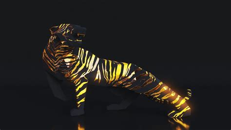 3D Model Low Poly Tiger Sculpture VR AR Low Poly CGTrader