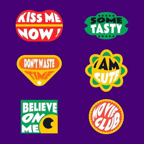 Handgezeichnete Retro Sticker Sammlung Kostenlose Vektor