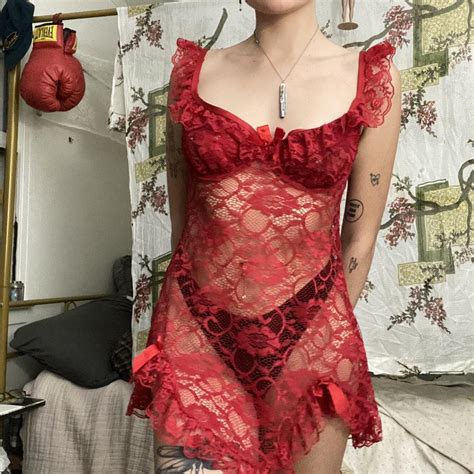 STILL AVAILABLE VINTAGE JUST SEXY LINGERIE Red Lace Depop