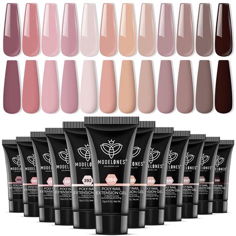 Amazon Modelones Poly Nail Gel Set 12 Colors 15g Nude Pink Brown Tone All Seasons Poly