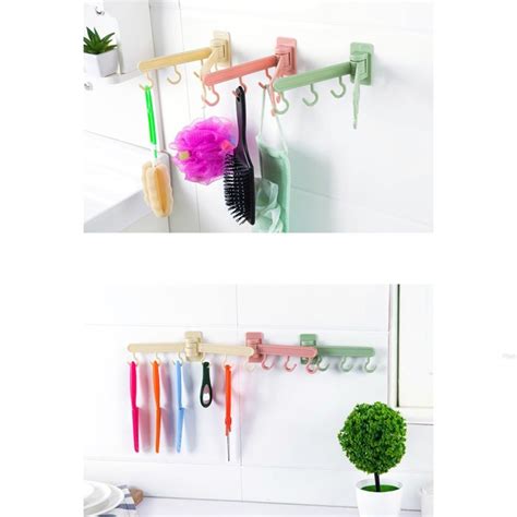 Jual Gantungan Tembok Tempel Dinding Lemari 6 Hook Double Gantungan