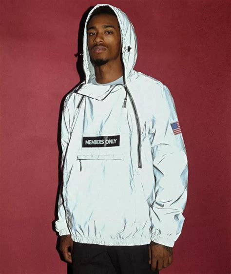 Members Only Space Suit Silver Reflective Pullover Jacket